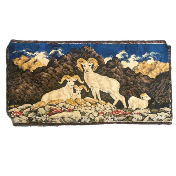 Vintage Other - Vintage Made in Italy Velvet Mountain Goat Wall Tapestry Art Retro